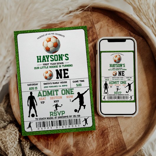 サッカー1年目を終える1歳の誕生日パーティー 招待状