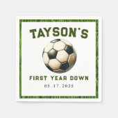 サッカー1年目を終える1歳の誕生日紙 スタンダードカクテルナプキン (正面)