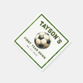 サッカー1年目を終える1歳の誕生日紙 スタンダードカクテルナプキン (角)