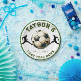 サッカー1年目を終える1歳の誕生日紙 ペーパープレート