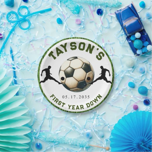 サッカー1年目を終える1歳の誕生日紙 ペーパープレート (パーティー)