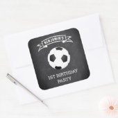 サッカー1歳の誕生日パーティーのお返しステッカー スクエアシール (封筒)
