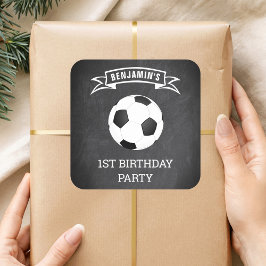 サッカー1歳の誕生日パーティーのお返しステッカー スクエアシール