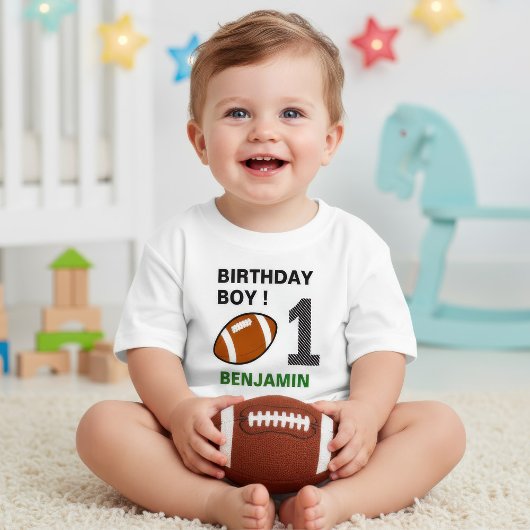 サッカー1歳の誕生日パーティー ベビーTシャツ