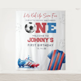サッカー1歳の誕生日フォトバックドロップ タペストリー