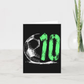 サッカー10歳の男の子の誕生日パーティー カード (正面)