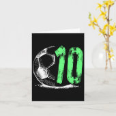 サッカー10歳の男の子の誕生日パーティー カード (黄色い花)