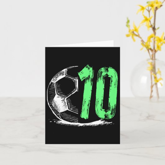 サッカー10歳の男の子の誕生日パーティー カード (黄色い花)