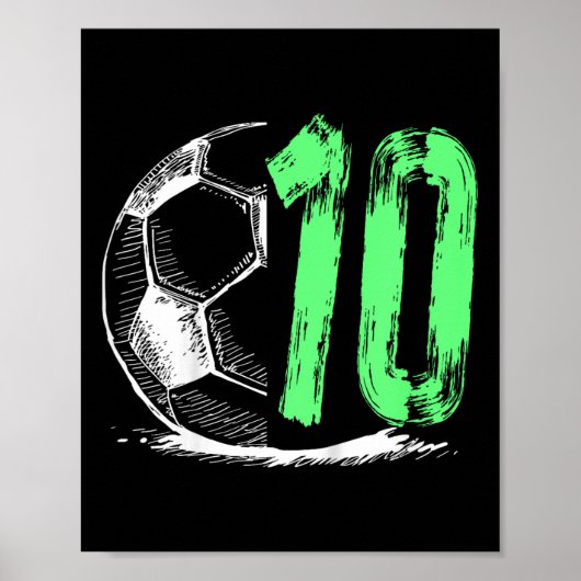 サッカー10歳の男の子の誕生日パーティー ポスター (正面)