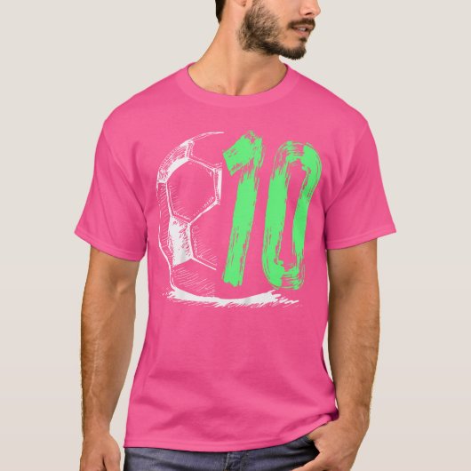 サッカー10歳の男の子の誕生日パーティー Tシャツ (正面)
