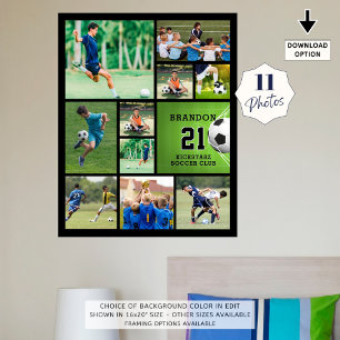 サッカー11枚フォトコラージュパーソナライズされたポスター ポスター
