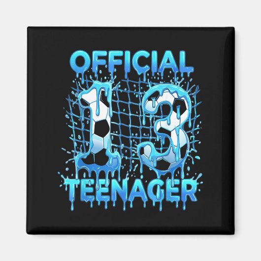 サッカー13歳の誕生日アイスクリームドリップ公式ティーナ マグネット (正面)