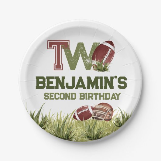 サッカー2年目のダウンサッカーBIrthdayパーティー ペーパープレート (正面)