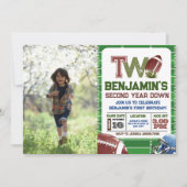 サッカー2年目のダウンフォト誕生日 招待状 (正面)