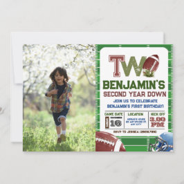 サッカー2年目のダウンフォト誕生日 招待状