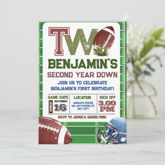 サッカー2年目のダウン誕生日 招待状 (スタンド正面)