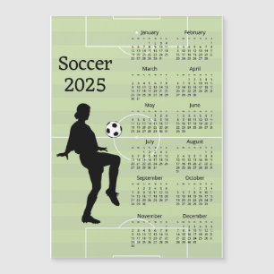 サッカー2025カレンダー磁気カード