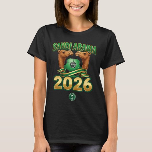 サッカー2026サウジアラビアチームのデザイン Tシャツ (正面)