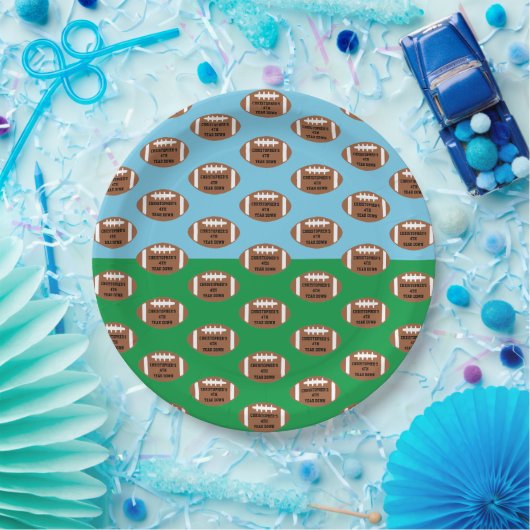 サッカー4年目のダウン誕生日 ペーパープレート (パーティー)