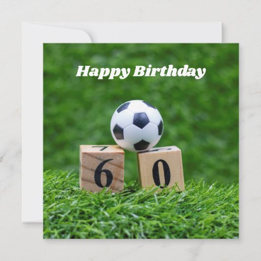 サッカー60誕生日でボールとナンバーが緑 カード (正面)