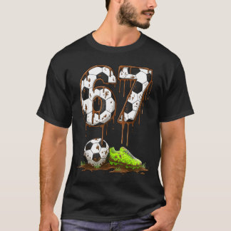 サッカー67シックスセブンミーム少年ティーンエイジャーGen Alpha Tシャツ
