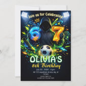 サッカー6~7歳 誕生日おめでとう サッカーテーマ 招待状 (正面)