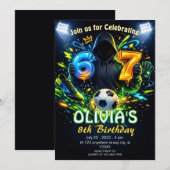 サッカー6~7歳 誕生日おめでとう サッカーテーマ 招待状 (正面/裏面)