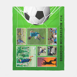サッカー7フォトコラージュパーソナライズされた フリースブランケット