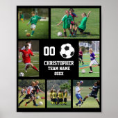 サッカー7枚フォトコラージュチーム名ポスター ポスター (正面)