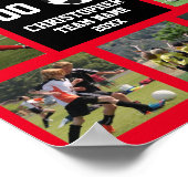 サッカー7枚フォトコラージュ赤チーム名ポスター ポスター (角)