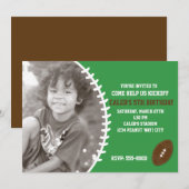 サッカー かわいい 誕生日パーティー フォト 招待状 (正面/裏面)