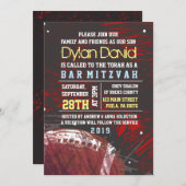 サッカー（ばちゃばちゃ）跳ねるバー（ユダヤ教の）バル・ミツバー招待状招待状 招待状 (正面/裏面)