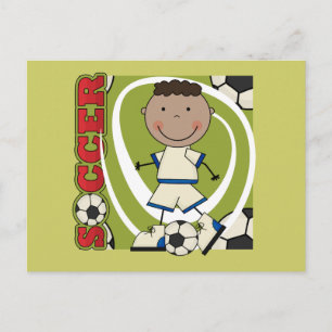 サッカー – アフリカ系アメリカ人男の子のTシャツと贈り物 ポストカード