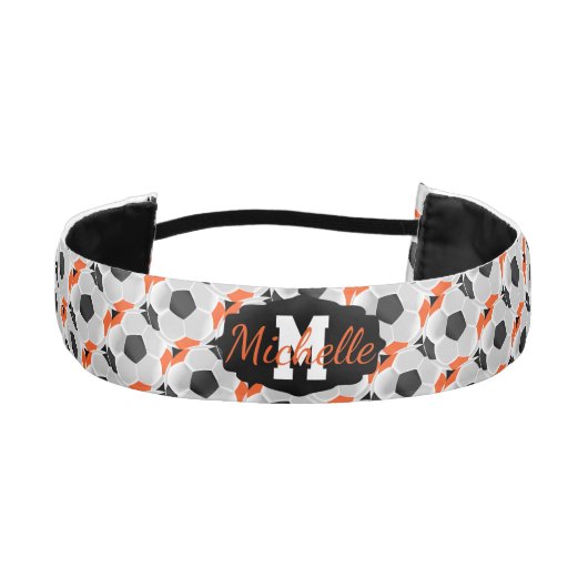 サッカー⚽オレンジ、白黒 アスレチックヘッドバンド (正面)