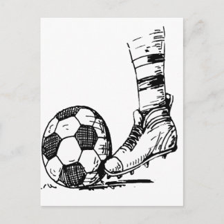 サッカー キッカー ブラック アンド ホワイト ポストカード