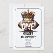 サッカー キング ゴールド クラウン フォトバック 1歳の誕生日 招待状 (正面)