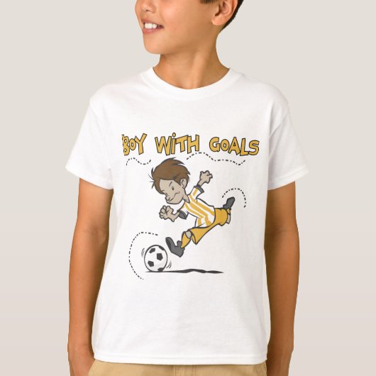 サッカー-ゴールのTシャツおよびギフトを持つ男の子 Tシャツ (正面)