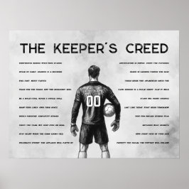 サッカー ゴールキーパー クレド モノグラム グレー ポスター