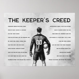 サッカー ゴールキーパー クレド モノグラム グレー ポスター