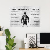 サッカー ゴールキーパー クレド モノグラム 白 ポスター (ホームオフィス)