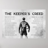サッカー ゴールキーパー クレド モノグラム 白 ポスター (正面)