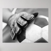 サッカー ゴールキーパー グローブ 黒と白 ポスター (正面)