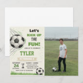 サッカー ゴール 誕生日 ご招待（写真付き） 招待状 (正面/裏面)