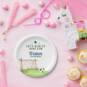 サッカー「サッカーで楽しい思い出を」 誕生日おめでとう ペーパープレート (パーティー)