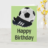 サッカー/サッカーの誕生日テーマサッカーボール カード (黄色い花)