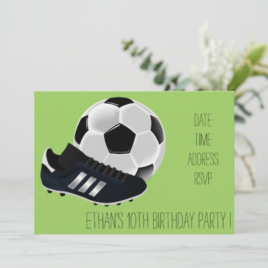 サッカー/サッカーをテーマにした男の子の誕生日パーティー 招待状 (スタンド正面)