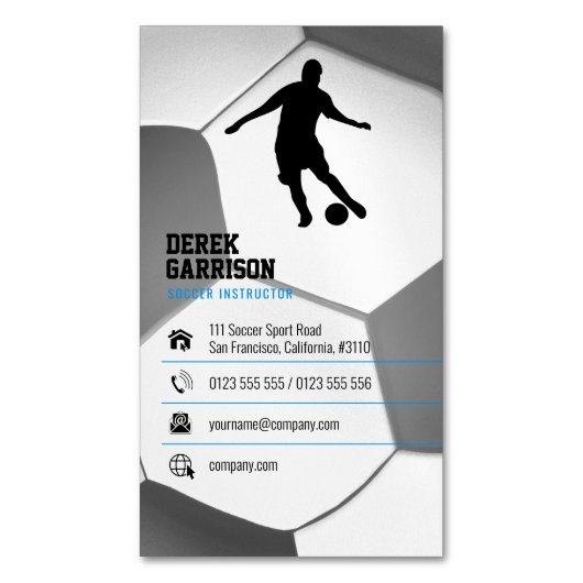 サッカー |サッカースポーツコーチ マグネット名刺 (正面縦)