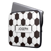 サッカー |サッカーパターンのカスタマイズ |独自の名前 ラップトップスリーブ (正面左)