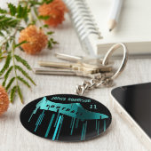 サッカー/サッカーパーソナライズされたスポーツデザイン キーホルダー (側面)