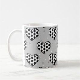 サッカー/サッカーボールのハート形状 コーヒーマグカップ